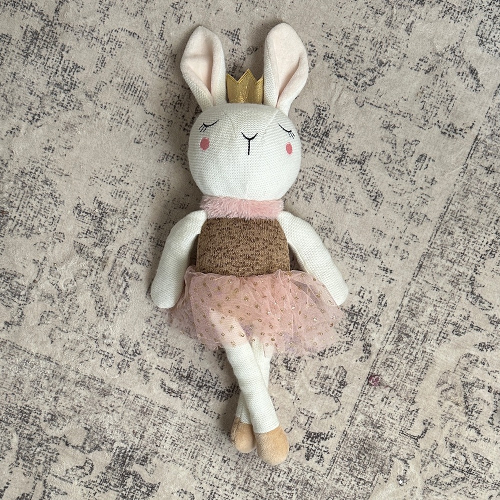 Adorable Cream and Pink Bunny Plush Toy